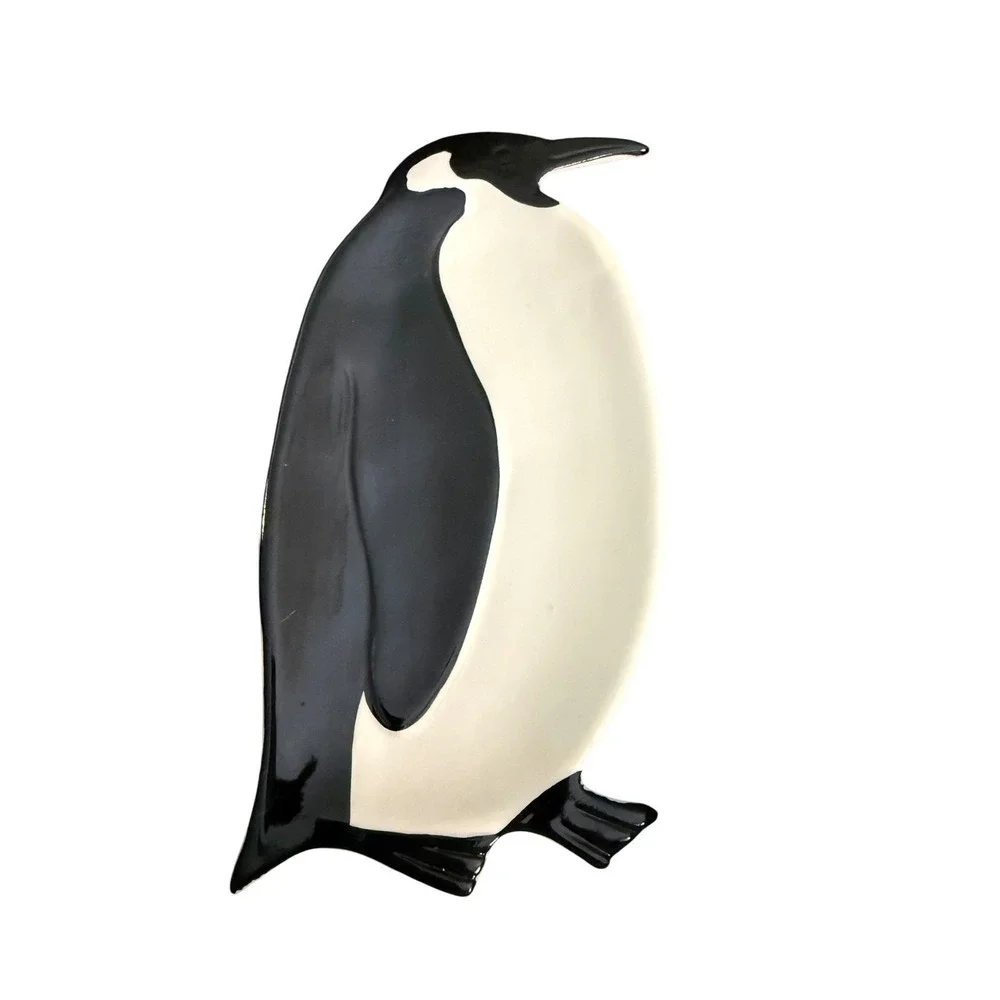 Boston Warehouse Penguin Ceramic Tidbit Trinket Dish Black White‎ Coastal Decor